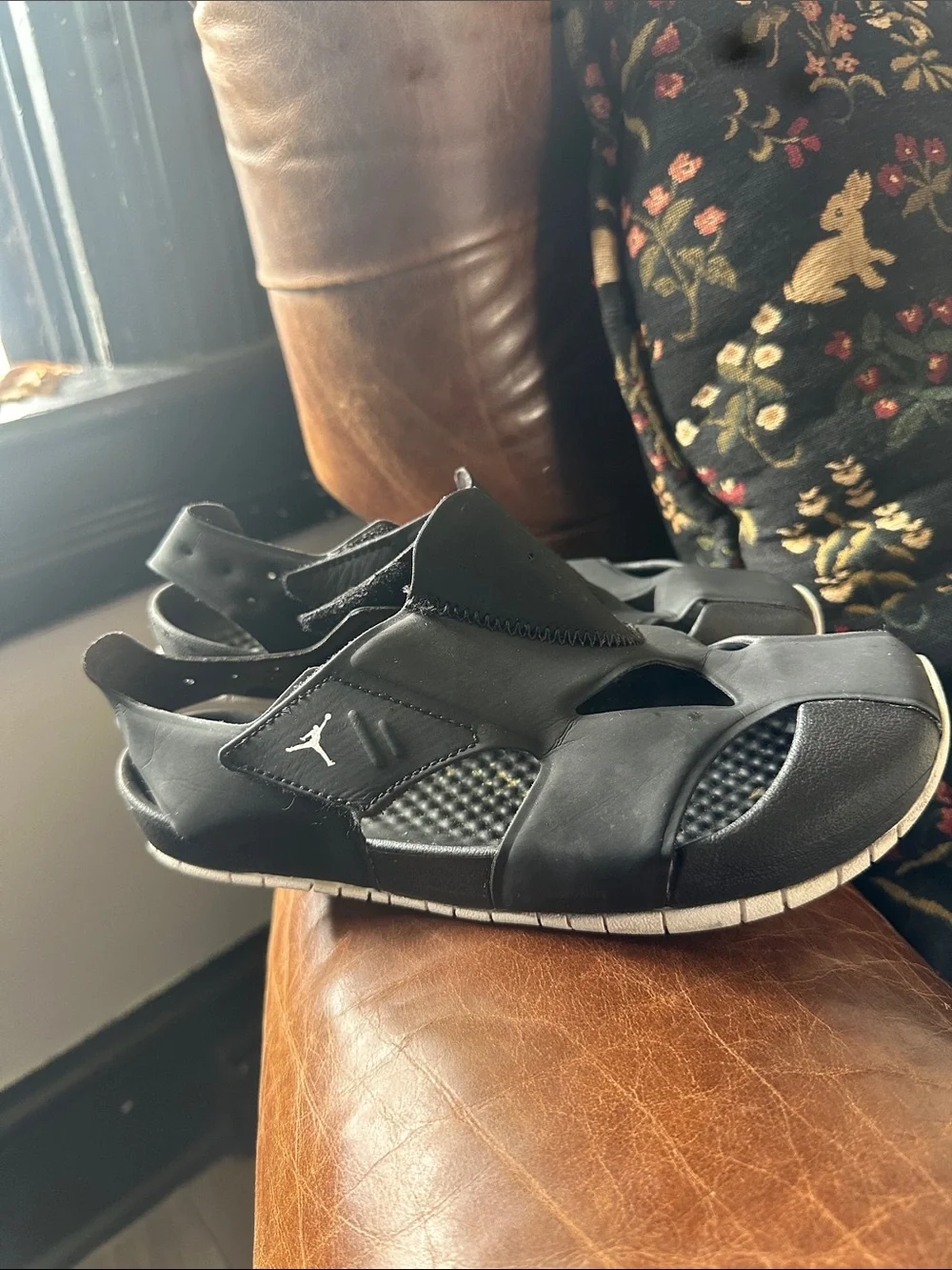 Jordan Kids' Black and White Slide Sandals